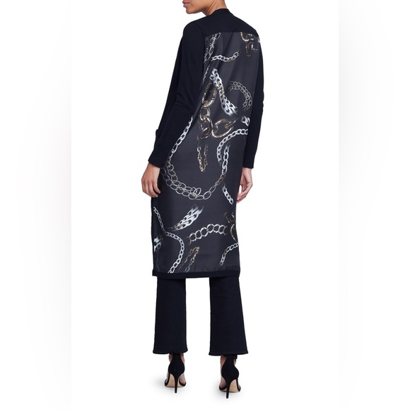 L'AGENCE Lesia Silk Back Long line Cardigan Duster Black Grunge maximalist xs - Picture 1 of 15